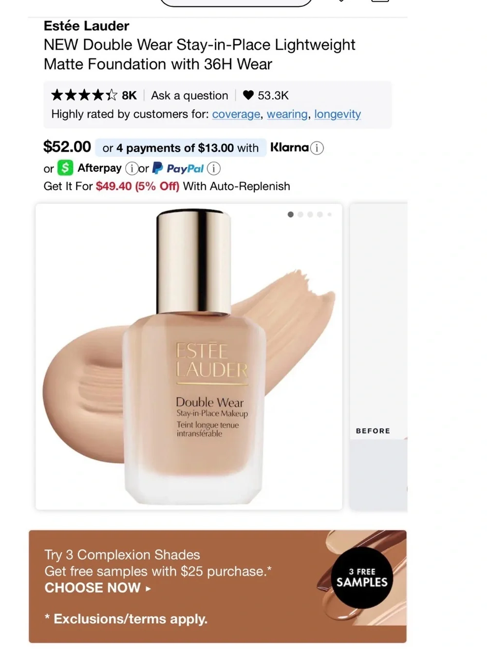 Estee Lauder Double Wear Foundation - Cool Bone (1C1) Nude